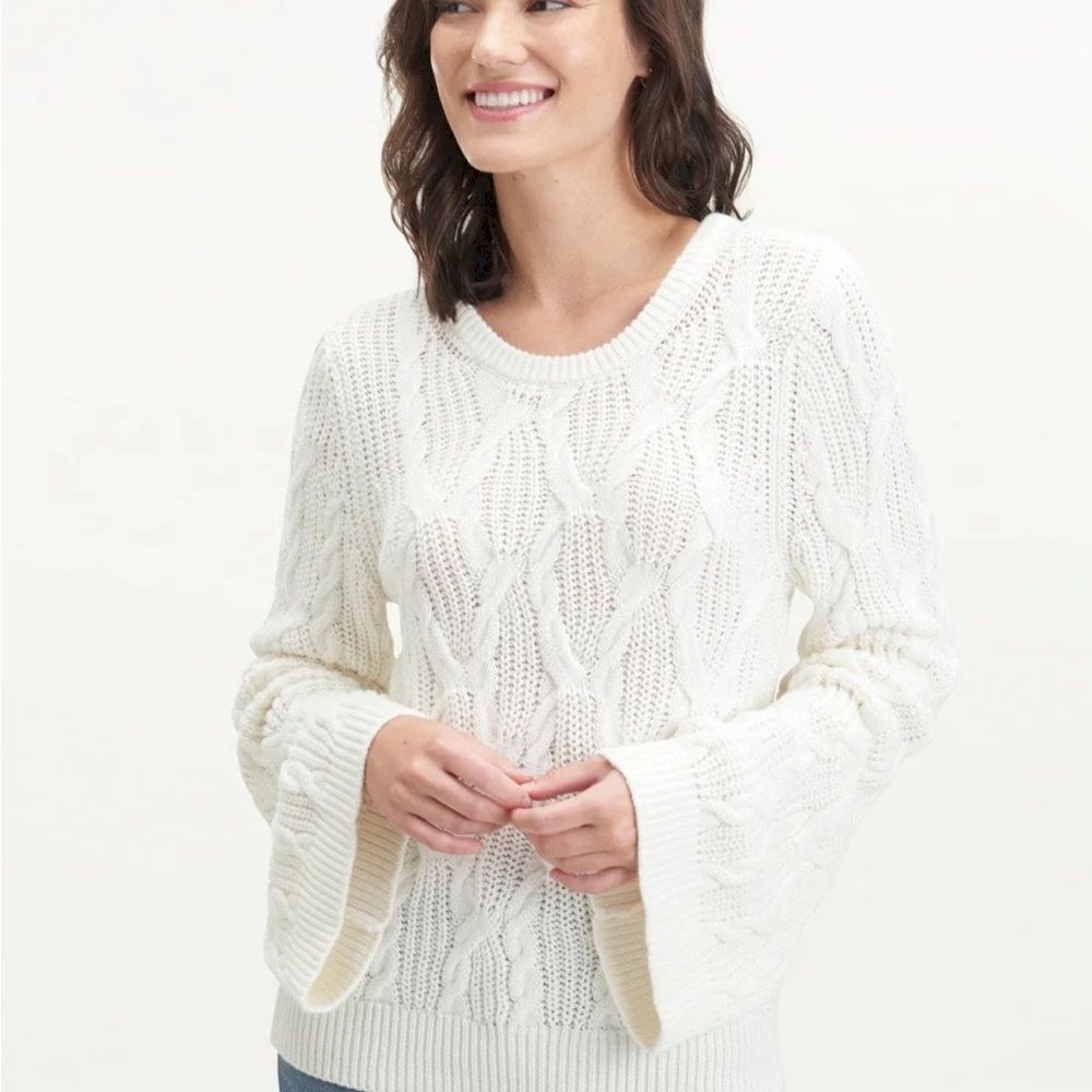 Cashmere Cotton Blend Cable Knit Sweater XS Splendid